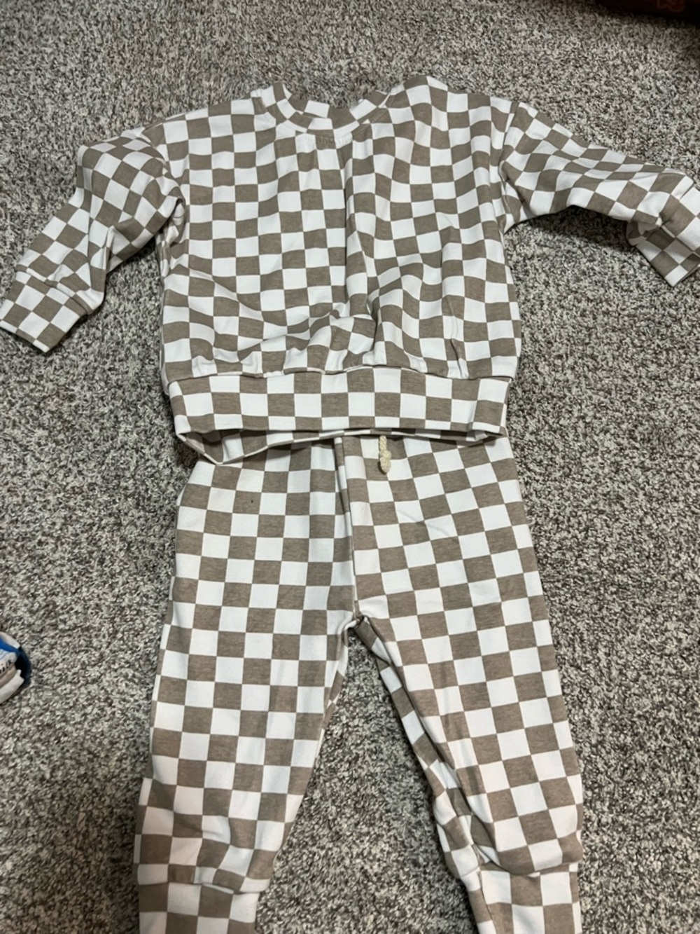 Little one shop Checkered Matching Set - Brown & White